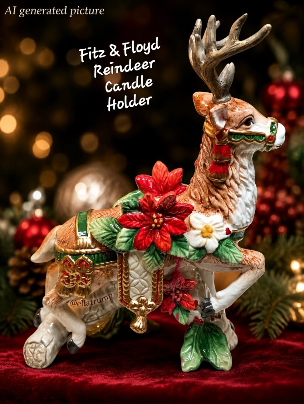Fitz and Floyd Holiday Home Landing Deer Candleholder